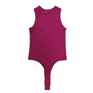 Happily Grey Magenta Women's Sleeveless Ribbed Bodysuit, Size S. NWT